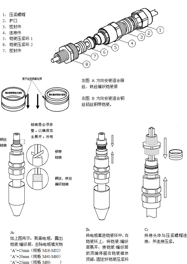 铠装电缆接头安装使用方法 - 防爆格兰头,电缆密封头